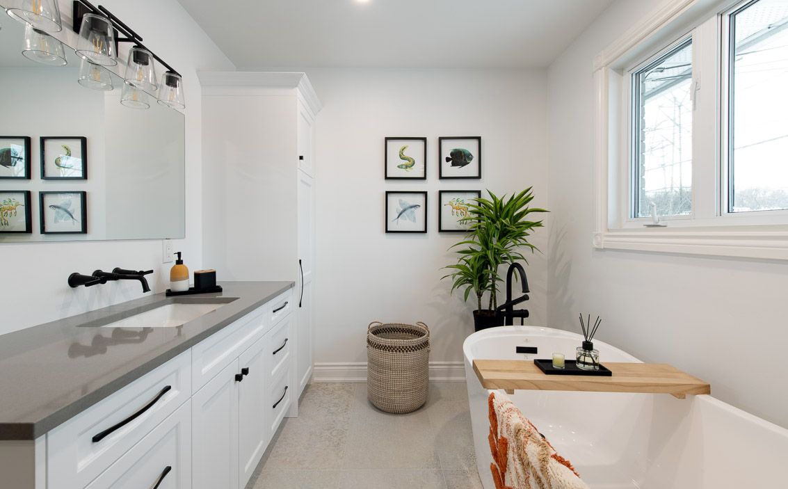 Primary suite renovation with spa-inspired bathroom and walk-in closet